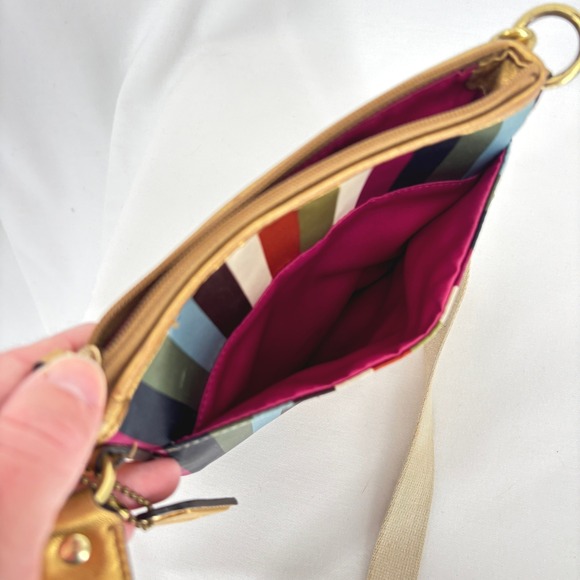 Coach Julia Legacy Striped Swingpack Crossbody Bag Gold Multicolor Eclectic - Picture 13 of 15